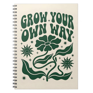 Grow Your Own Way | Green Motivational Retro Notitieboek