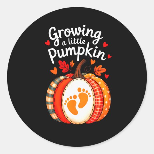 Growing A Little Pumpkin Maternity Pregnancy Thank Ronde Sticker (Voorkant)