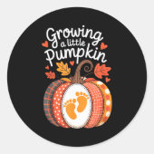 Growing A Little Pumpkin Maternity Pregnancy Thank Ronde Sticker (Voorkant)