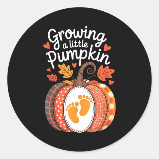 Growing A Little Pumpkin Maternity Pregnancy Thank Ronde Sticker (Voorkant)