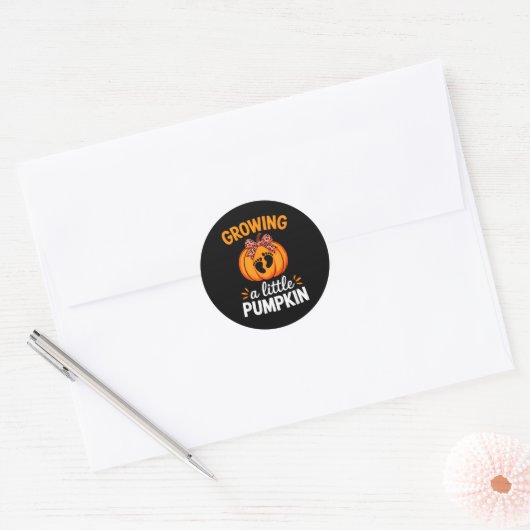 Growing A Little Pumpkin Maternity Thanksgiving Mo Ronde Sticker (Envelop)