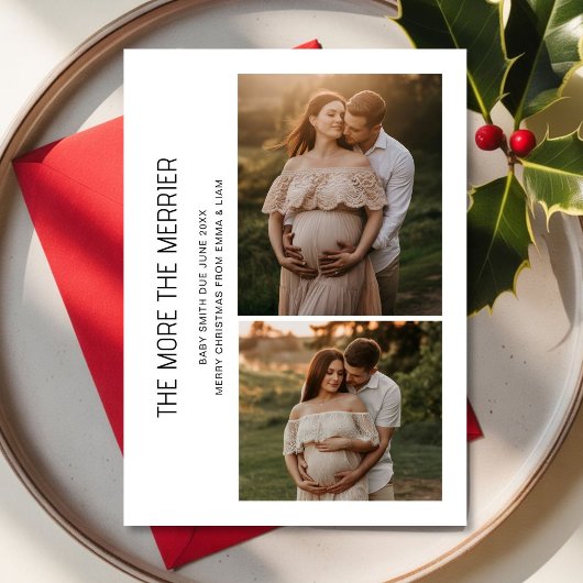Growing Family pregnancy announcement Holiday Card Feestdagenkaart