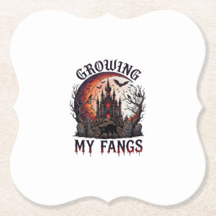 Growing Fangs Halloween Geheime Kasteel Zwarte Kat Kartonnen Onderzetters