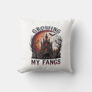 Growing Fangs Halloween Geheime Kasteel Zwarte Kat Kussen