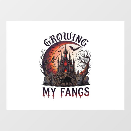 Growing Fangs Halloween Geheime Kasteel Zwarte Kat Raamsticker (Vel)