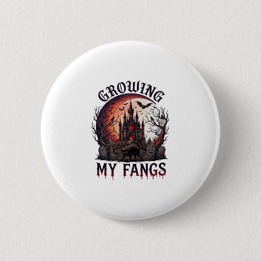 Growing Fangs Halloween Geheime Kasteel Zwarte Kat Ronde Button 5,7 Cm (Voorkant)