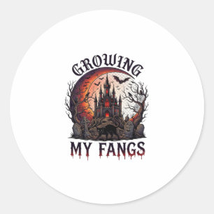 Growing Fangs Halloween Geheime Kasteel Zwarte Kat Ronde Sticker