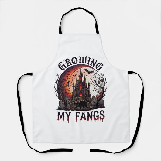 Growing Fangs Halloween Geheime Kasteel Zwarte Kat Schort (Voorkant)