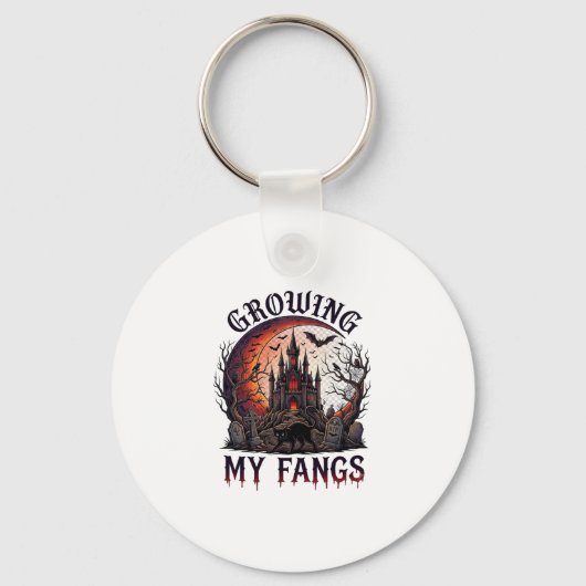 Growing Fangs Halloween Geheime Kasteel Zwarte Kat Sleutelhanger (Voorkant)