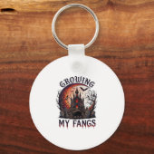 Growing Fangs Halloween Geheime Kasteel Zwarte Kat Sleutelhanger (Voorkant)