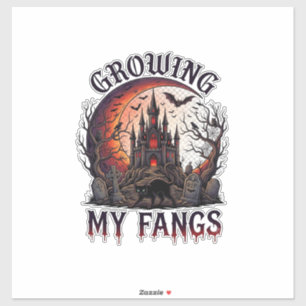 Growing Fangs Halloween Geheime Kasteel Zwarte Kat Sticker