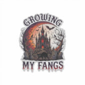 Growing Fangs Halloween Geheime Kasteel Zwarte Kat Sticker (Voorkant)