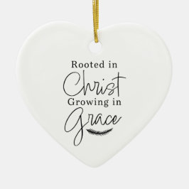 Growing in Grace Black and White Heart Christmas Keramisch Ornament