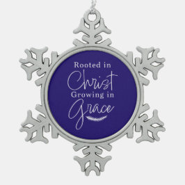 Growing in Grace Blue and White Christmas Tin Sneeuwvlok Ornament