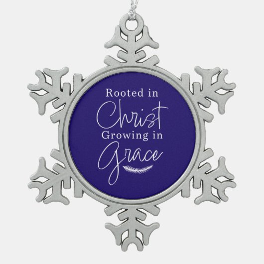Growing in Grace Blue and White Christmas Tin Sneeuwvlok Ornament (Voorkant)