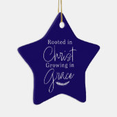 Growing in Grace Blue and White Star Christmas Keramisch Ornament (Rechts)