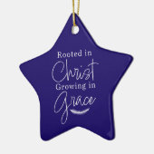 Growing in Grace Blue and White Star Christmas Keramisch Ornament (Links)