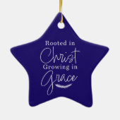 Growing in Grace Blue and White Star Christmas Keramisch Ornament (Achterkant)