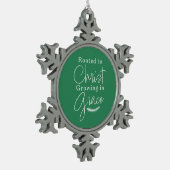 Growing in Grace Green and White Christmas Tin Sneeuwvlok Ornament (Links)