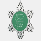 Growing in Grace Green and White Christmas Tin Sneeuwvlok Ornament (Rechts)