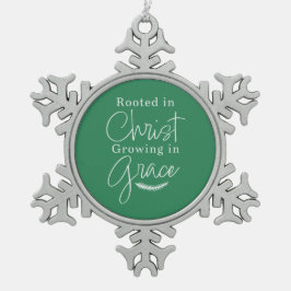Growing in Grace Green and White Christmas Tin Sneeuwvlok Ornament