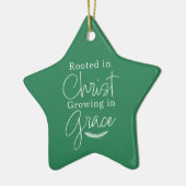 Growing in Grace Green and White Star Christmas Keramisch Ornament (Links)
