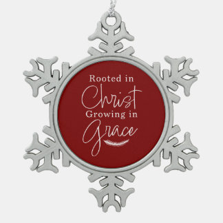 Growing in Grace Red and White Christmas Tin Sneeuwvlok Ornament
