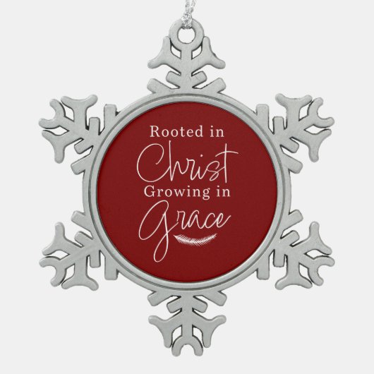 Growing in Grace Red and White Christmas Tin Sneeuwvlok Ornament (Voorkant)