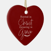Growing in Grace Red and White Heart Christmas Keramisch Ornament (Rechts)