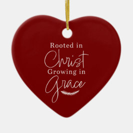 Growing in Grace Red and White Heart Christmas Keramisch Ornament