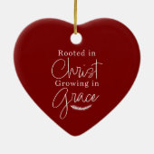 Growing in Grace Red and White Heart Christmas Keramisch Ornament (Achterkant)