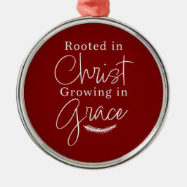 Growing in Grace Red and White Round Christmas Metalen Ornament