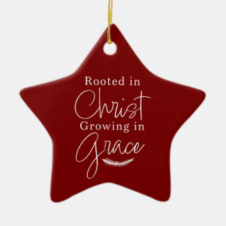 Growing in Grace Red and White Star Christmas Keramisch Ornament