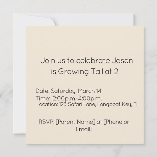 Growing Tall Birthday Kaart (Achterkant)