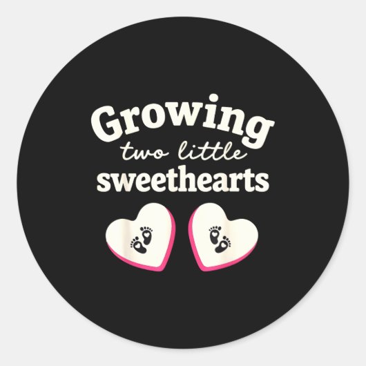 Growing Two Little Sweethearts Valentines Pregnanc Ronde Sticker (Voorkant)