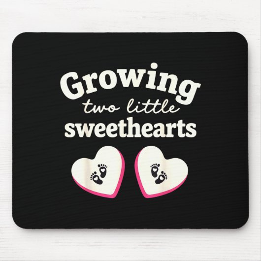 Growing Two Little Sweethearts Valentines Zwangers Muismat (Voorkant)