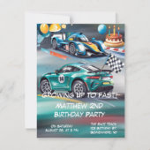 Growing Up To Fast Boy Birthday Party Invitation RSVP Kaartje (Voorkant)