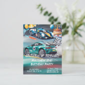 Growing Up To Fast Boy Birthday Party Invitation RSVP Kaartje (Staand voorkant)