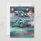 Growing Up To Fast Boy Birthday Party Invitation RSVP Kaartje (Achterkant)