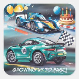 Growing Up To Fast Boy Birthday Party Vierkante Sticker