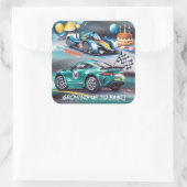Growing Up To Fast Boy Birthday Party Vierkante Sticker (Tas)
