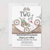 Growing up TWO FAST Dirt Bike 2nd birthday invite Kaart (Voorkant)