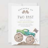Growing Up TWO Fast Monster Truck 2nd Birthday Kaart (Voorkant)