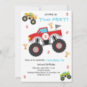 Growing up two fast monster trucks boy birthday kaart (Voorkant)