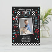 Growing Up Two Fast Racing Birthday Invitation Kaart (Staand voorkant)