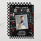 Growing Up Two Fast Racing Birthday Invitation Kaart (Voorkant / Achterkant)