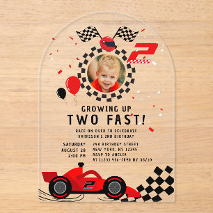 Growing Up Two Fast rode raceauto foto Acryl Uitnodigingen