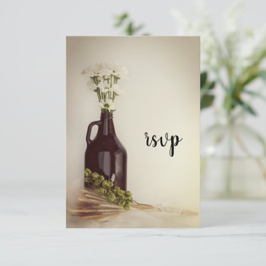 Growler, Hop en Daisies Brewery Wedding RSVP (Staand voorkant)
