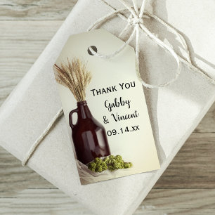 Growler, Hop en Tarwe Brouwerij Bruiloft Favor Lab Cadeaulabel