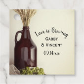 Growler, Hop en Tarwe Liefde is Brouwen Bruiloft Bedankjes Labels (Voorkant)